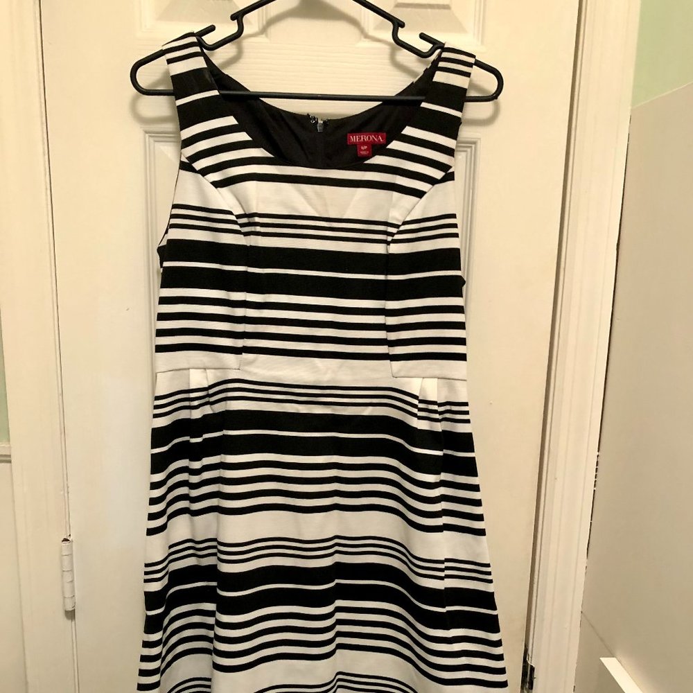 Merona Black and White Stripe Sleeveless Dress Sz S/P